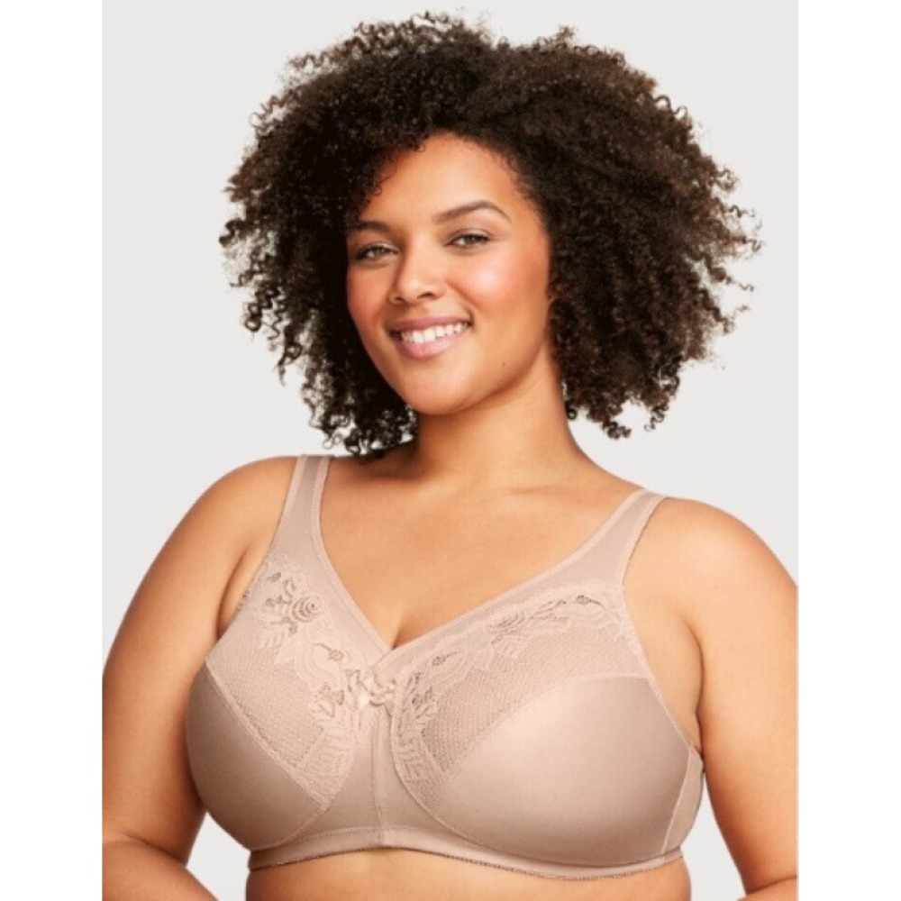 Glamorise MagicLift‎ Bra Womens 36DD Nude Lace Wirefree Support Classic